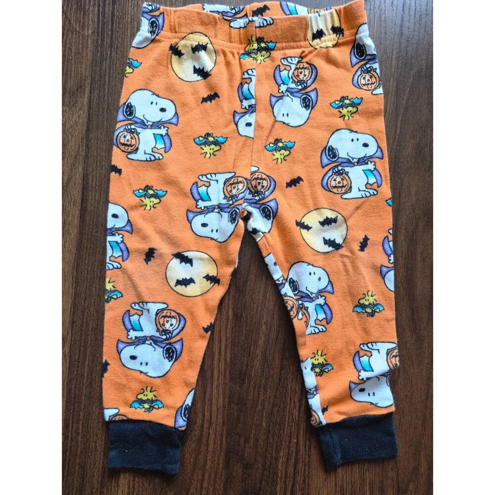 Snoopy Peanuts Halloween Pajamas 2T Toddler Woodstock Bats Orange PJ Set AME